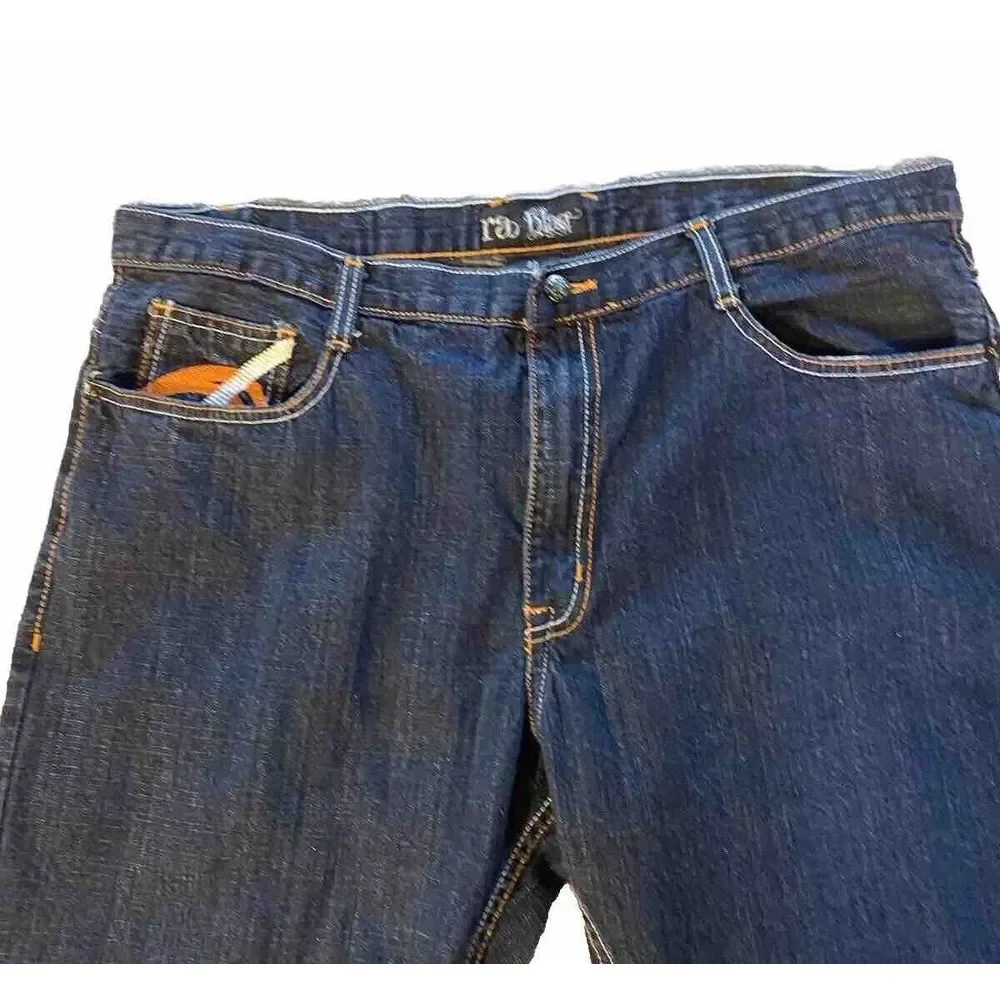 Ra Blaq Jeans Vintage Men's Size‎ 40 Baggy Y2K Pants Blue Orange Belt